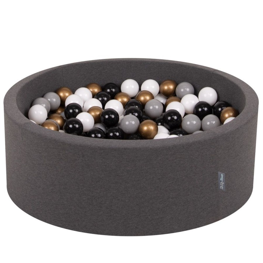 Ball Pits KiddyMoon | Kiddymoon Baby Foam Ball Pit With Balls 7Cm / 2.75In Certified Made In Eu, Dark : White/ / Black/ Gold