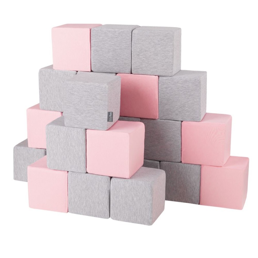 Activity Toys KiddyMoon | Kiddymoon Soft Foam Cubes Building Blocks For Kids, Cubes: Light Grey-Pink Cubes:Light Grey-Pink