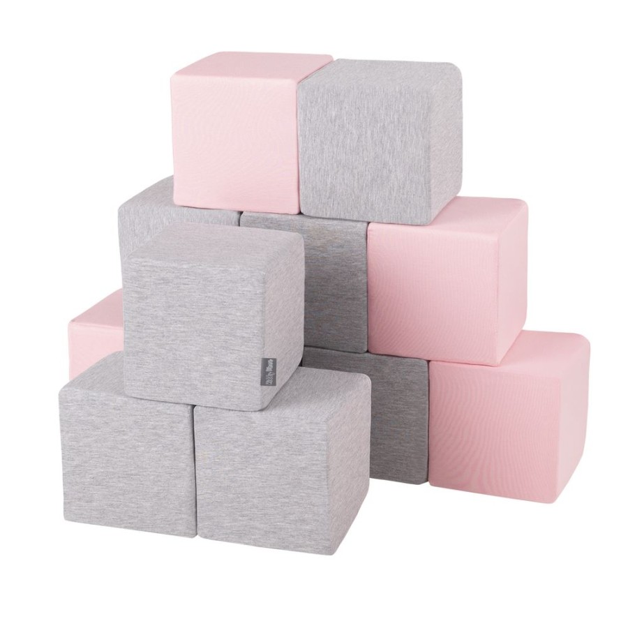 Activity Toys KiddyMoon | Kiddymoon Soft Foam Cubes Building Blocks For Kids, Cubes: Light Grey-Pink Cubes:Light Grey-Pink