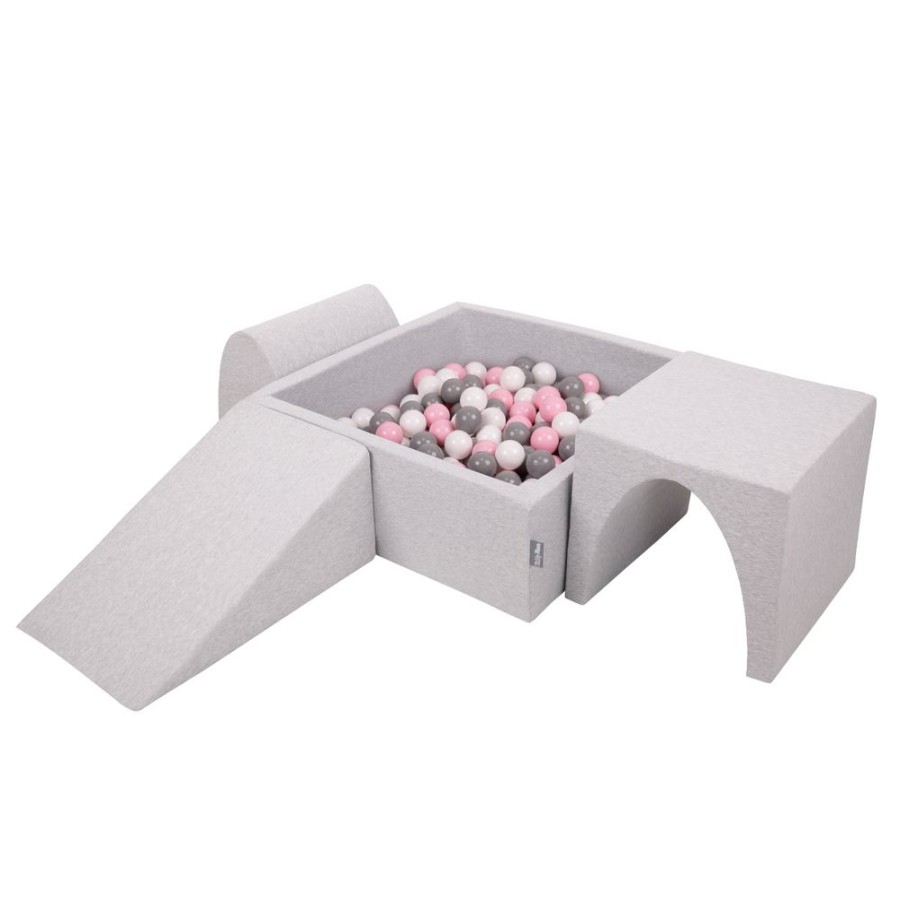 Activity Toys KiddyMoon | Kiddymoon Foam Playground For Kids With Square Ballpit And Balls, Lightgrey: White/ Grey/ Powderpink Light Grey: White / Grey / Light Pink