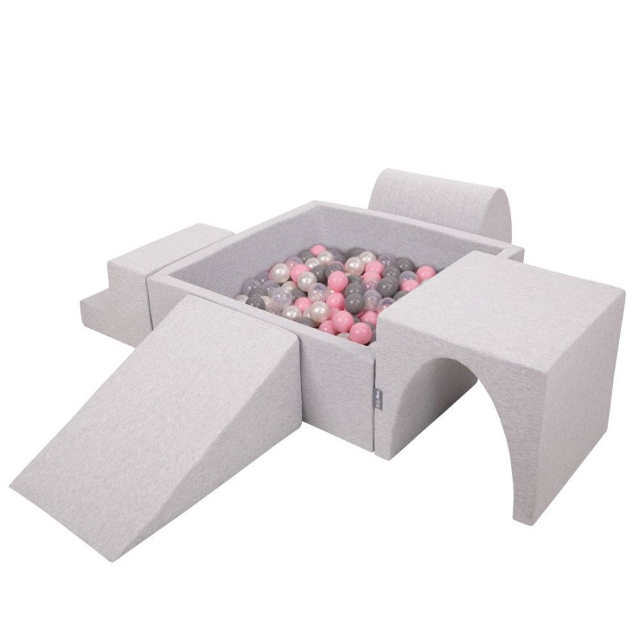 Activity Toys KiddyMoon | Kiddymoon Foam Playground For Kids With Square Ballpit And Balls, Lightgrey: Pearl/ Grey/ Transparent/ Powderpink Light Grey: Pearl / Grey / Transparent / Light Pink