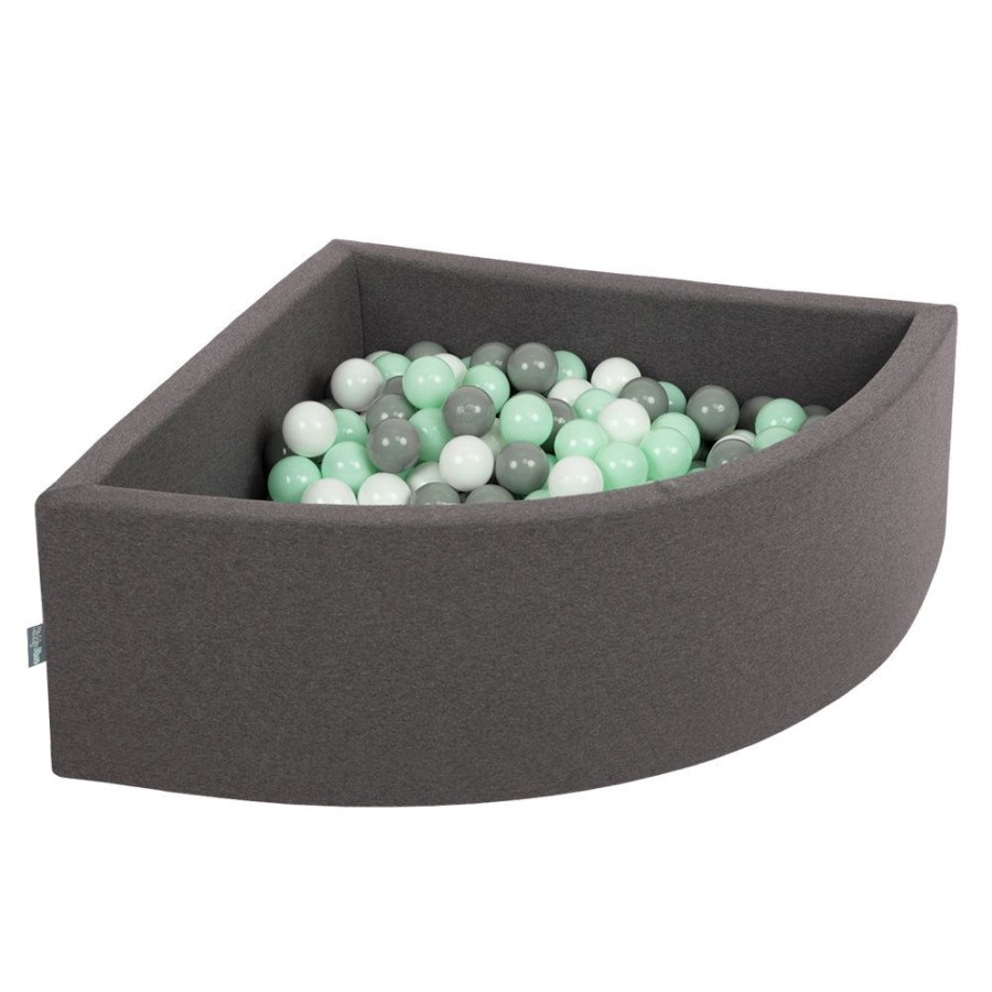 Ball Pits KiddyMoon | Kiddymoon Soft Ball Pit Quarter Angular 7Cm / 2.75In For Kids, Foam Ball Pool Baby Playballs, Made In The Eu, Dark Grey: White/ Grey/ Mint Dark Grey:White/Grey/Mint