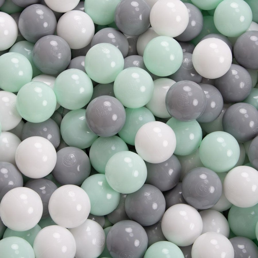 Ball Pits KiddyMoon | Kiddymoon Soft Ball Pit Quarter Angular 7Cm / 2.75In For Kids, Foam Ball Pool Baby Playballs, Made In The Eu, Dark Grey: White/ Grey/ Mint Dark Grey:White/Grey/Mint