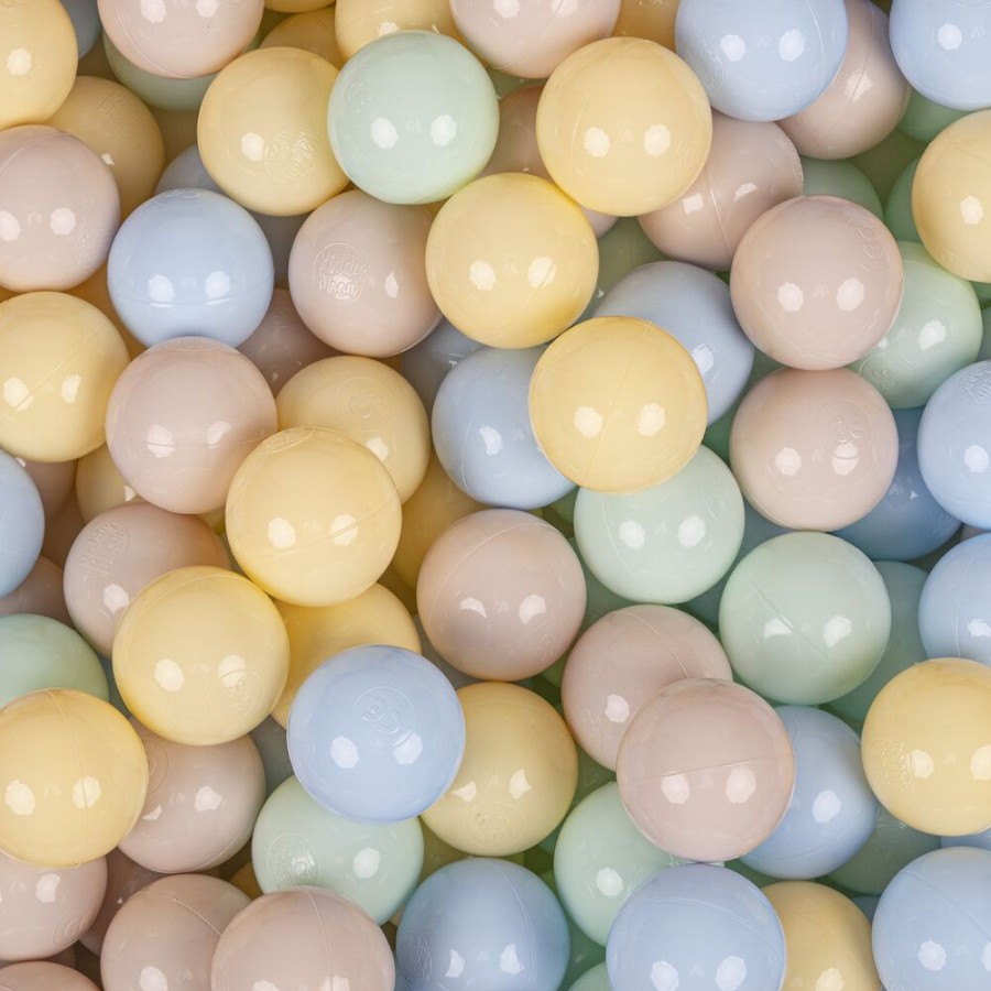 Ball Pits KiddyMoon | Kiddymoon Soft Ball Pit Round 7Cm / 2.75In For Kids, Foam Velvet Ball Pool Baby Playballs, Blueberry Blue: Pastel Beige/ Pastel Blue/ Pastel Yellow/ Mint