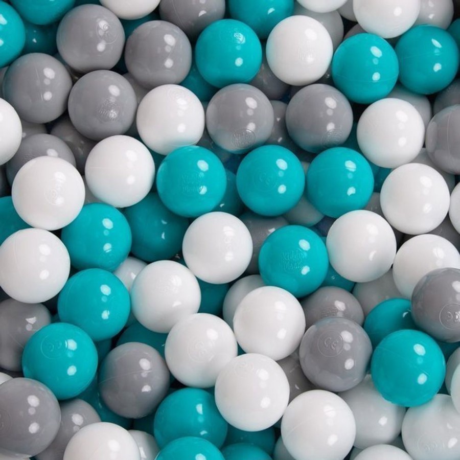 Ball Pits KiddyMoon | Kiddymoon Baby Ballpit With Balls 7Cm / 2.75In Certified, Stars, Grey Stars: Grey/ White/ Turquoise Grey Stars: Grey/White/Turquoise