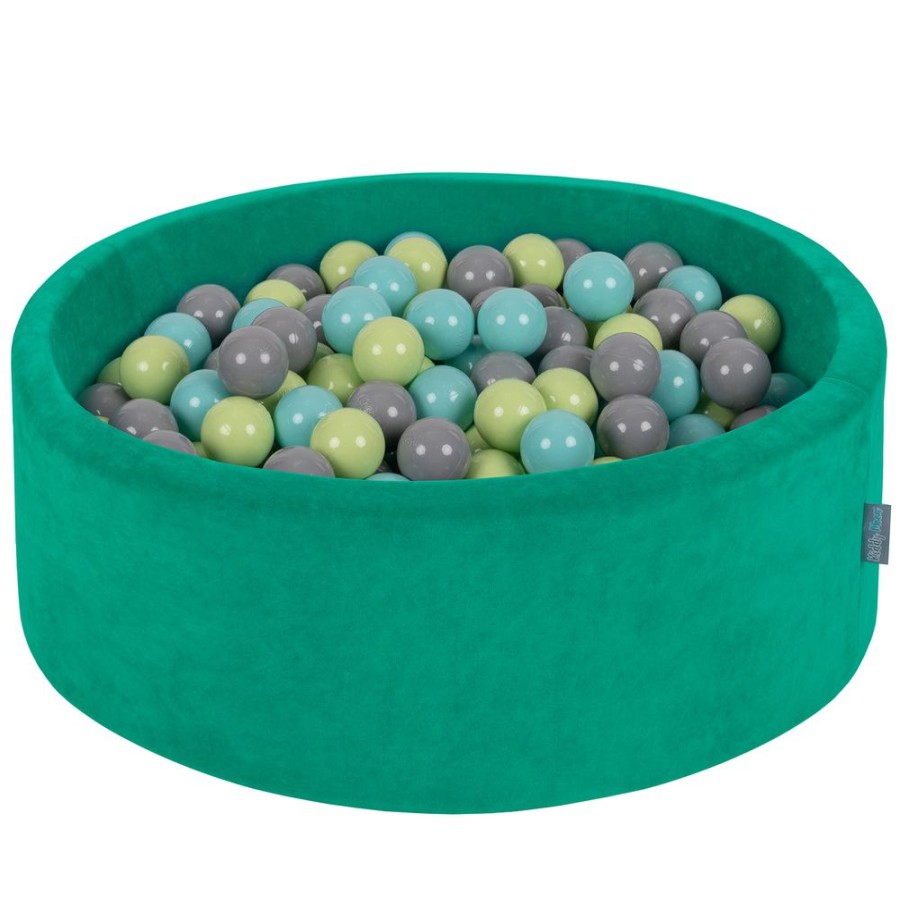 Ball Pits KiddyMoon | Kiddymoon Soft Ball Pit Round 7Cm / 2.75In For Kids, Foam Velvet Ball Pool Baby Playballs, Agave Green: Light Green/ Light Turquoise/ Grey