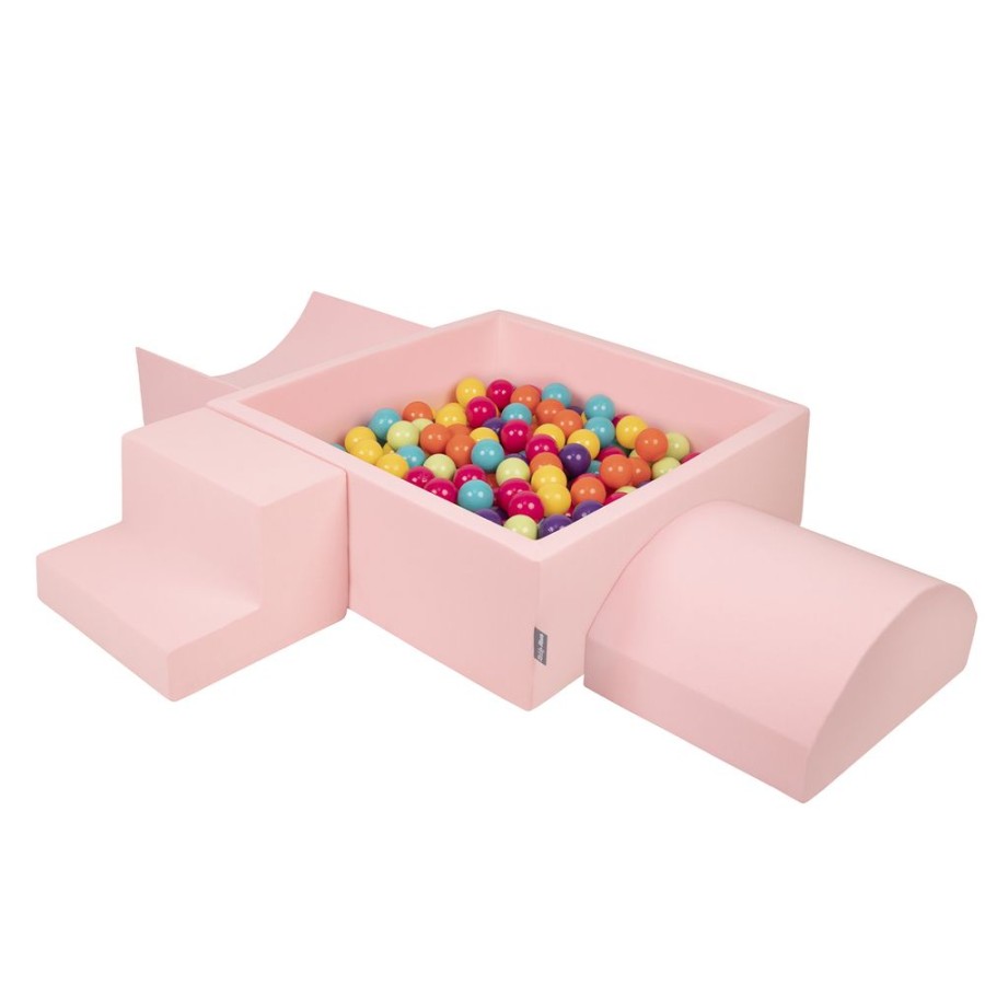 Activity Toys KiddyMoon | Kiddymoon Foam Playground For Kids With Square Ballpit ( 7Cm/ 2.75In) Soft Obstacles Course And Ball Pool, Certified Made In The Eu, Pink: Lgreen/ Yellow/ Turquoise/ Orange/ Dpink/ Purple