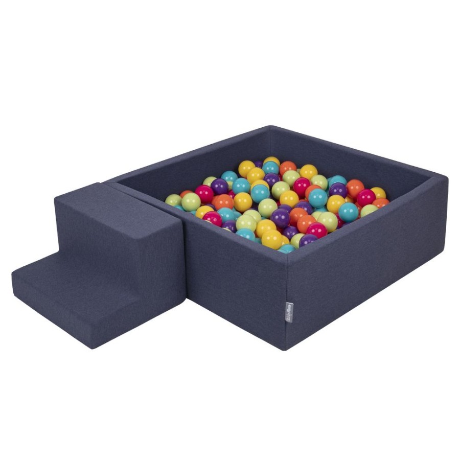 Activity Toys KiddyMoon | Kiddymoon Foam Playground For Kids With Square Ballpit, Darkblue: Lgreen/ Yellow/ Turquoi/ Orange/ Dpink/ Purple Dark Blue: Light Green / Yellow / Turquoise / Orange / Dark Pink / Purple