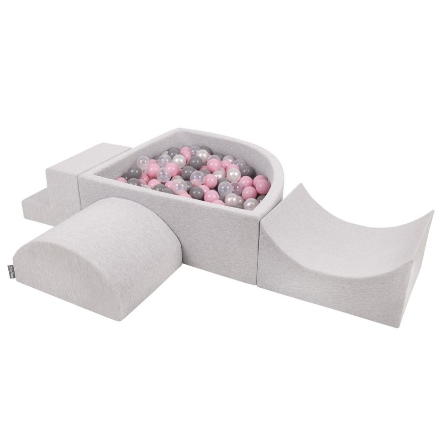 Activity Toys KiddyMoon | Kiddymoon Foam Playground For Kids With Quarter Angular Ballpit And Balls, Lightgrey: Pearl/ Grey/ Transparent/ Powderpink Light Grey: Pearl / Grey / Transparent / Light Pink