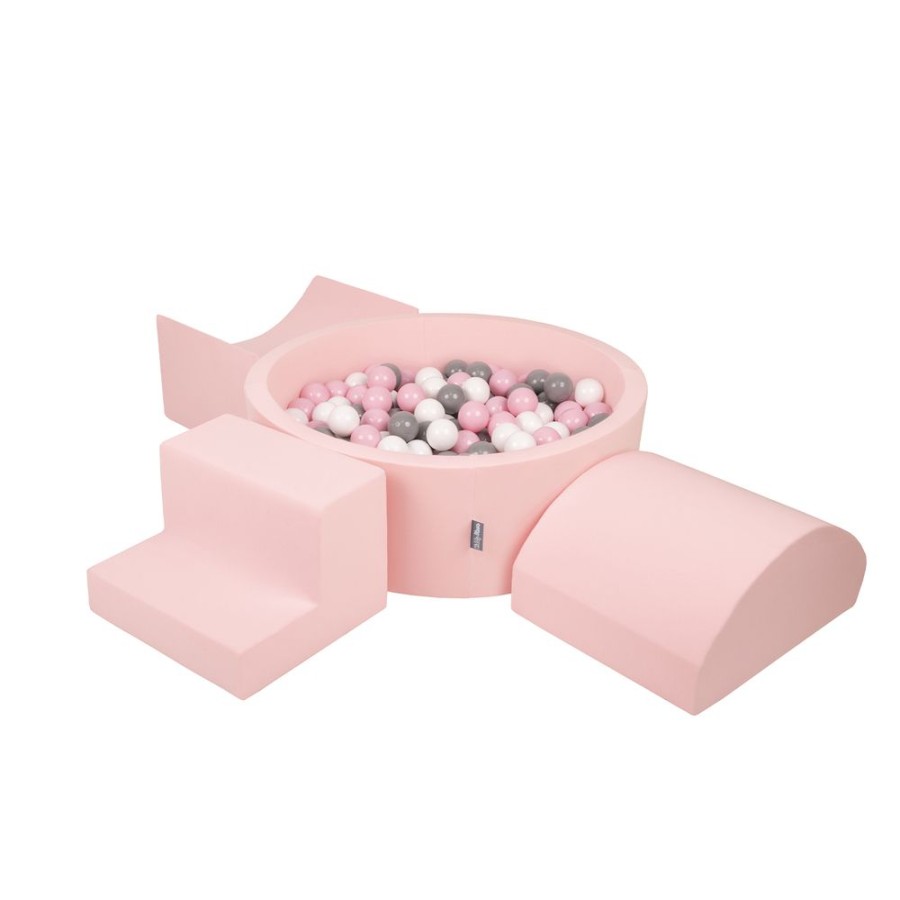 Activity Toys KiddyMoon | Kiddymoon Foam Playground For Kids With Round Ballpit ( 7Cm/ 2.75In) Soft Obstacles Course And Ball Pool, Certified Made In The Eu, Pink: White/ Grey/ Powder Pink Pink:White/Grey/Powder Pink