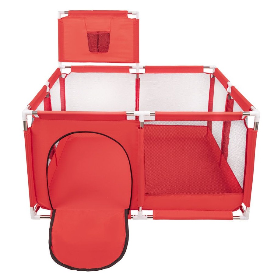 Partners KiddyMoon Partners | Square Play Pen Filled With Plastic Balls Basketball, Red