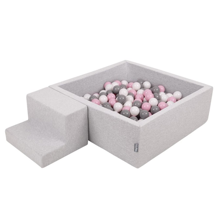 Activity Toys KiddyMoon | Kiddymoon Foam Playground For Kids With Square Ballpit, Lightgrey: White/ Grey/ Powderpink Light Grey: White / Grey / Light Pink