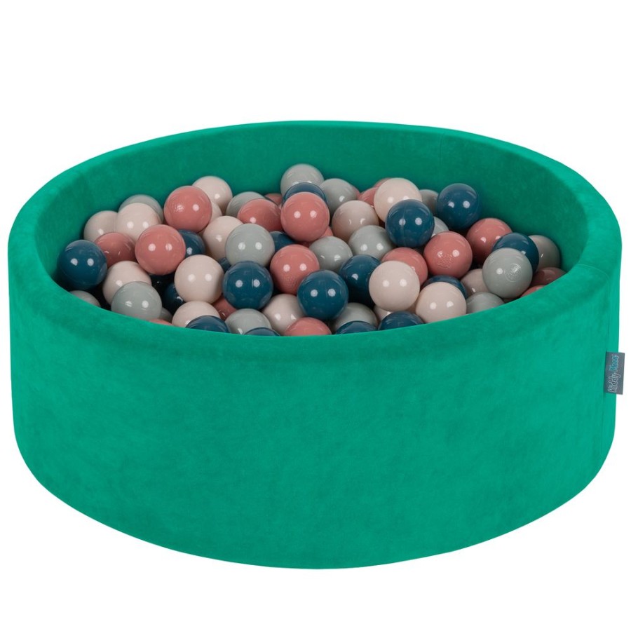 Ball Pits KiddyMoon | Kiddymoon Soft Ball Pit Round 7Cm / 2.75In For Kids, Foam Velvet Ball Pool Baby Playballs, Agave Green: Dark Turquoise/ Pastel Beige/ Greengrey/ Salmon Pink