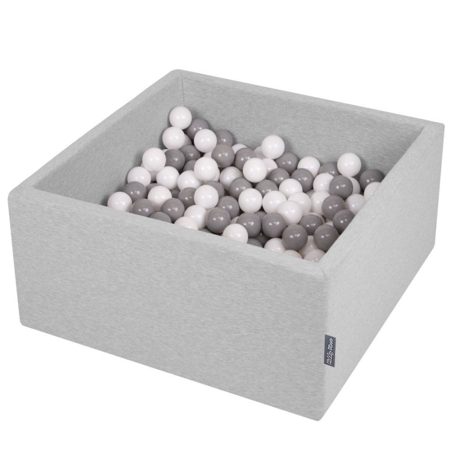 Ball Pits KiddyMoon | Kiddymoon Baby Foam Ball Pit With Balls 7Cm / 2.75In Square, Light Grey: White/ Grey Light Grey: White / Grey