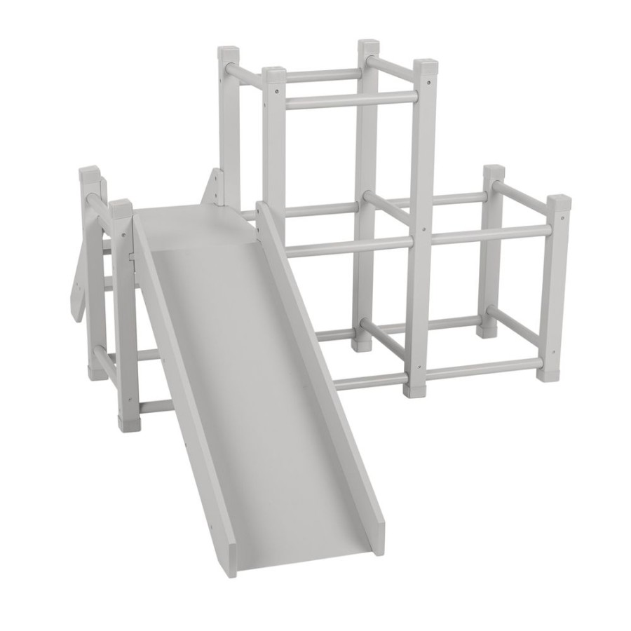 Activity Toys KiddyMoon | Kiddymoon Wooden Playground With A Slide Climbing Frame For Kids, Grey