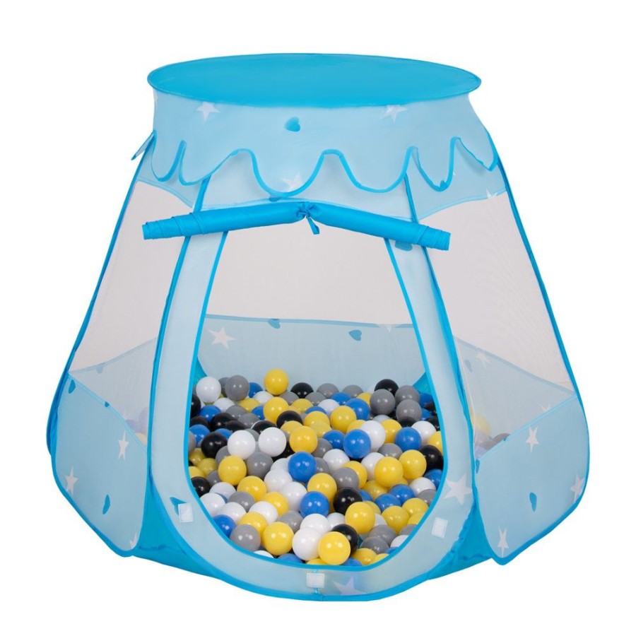 Partners KiddyMoon Partners | Play Tent Castle House Pop Up Ballpit Shell Plastic Balls For Kids, Blue: Black-White-Grey-Blue-Yellow Blue:Black-White-Grey-Blue-Yellow