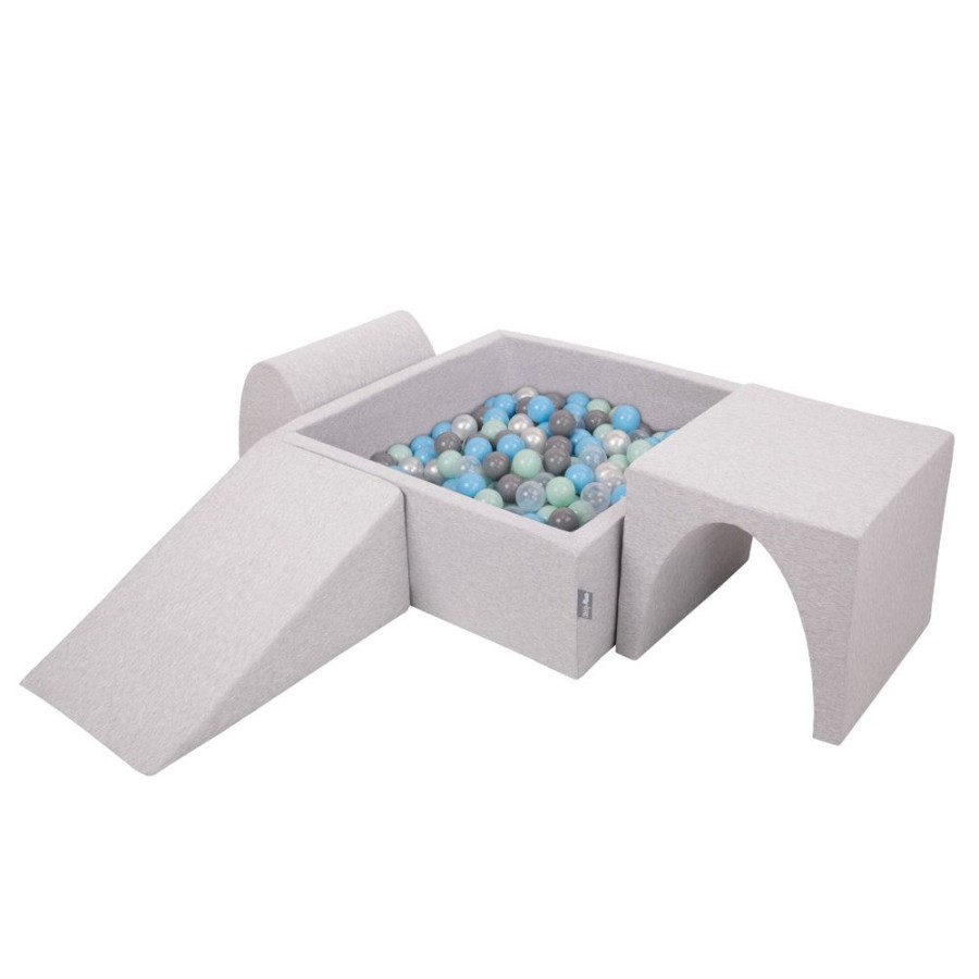 Activity Toys KiddyMoon | Kiddymoon Foam Playground For Kids With Square Ballpit And Balls, Lightgrey: Pearl/ Grey/ Transparent/ Babyblue/ Mint Light Grey: Pearl / Grey / Transparent / Baby Blue / Mint