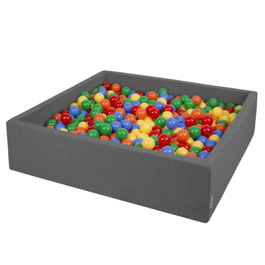 Ball Pits KiddyMoon | Kiddymoon Soft Ball Pit Square 7Cm / 2.75In For Kids, Foam Ball Pool Baby Playballs Children, Certified Made In The Eu, Dark Grey: Yellow-Green-Blue-Red-Orange Dark Grey: Yellow / Green / Blue / Red / Orange