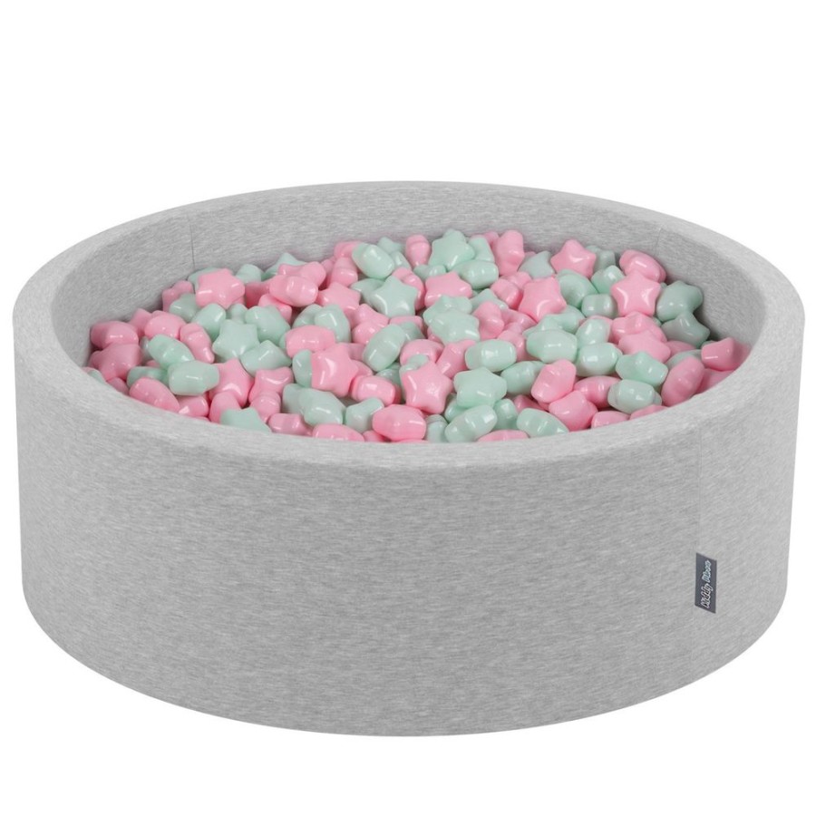 Ball Pits KiddyMoon | Kiddymoon Round Foam Ballpit With Star-Shaped Plastic Balls For Kids, Light Grey: Light Pink/ Mint