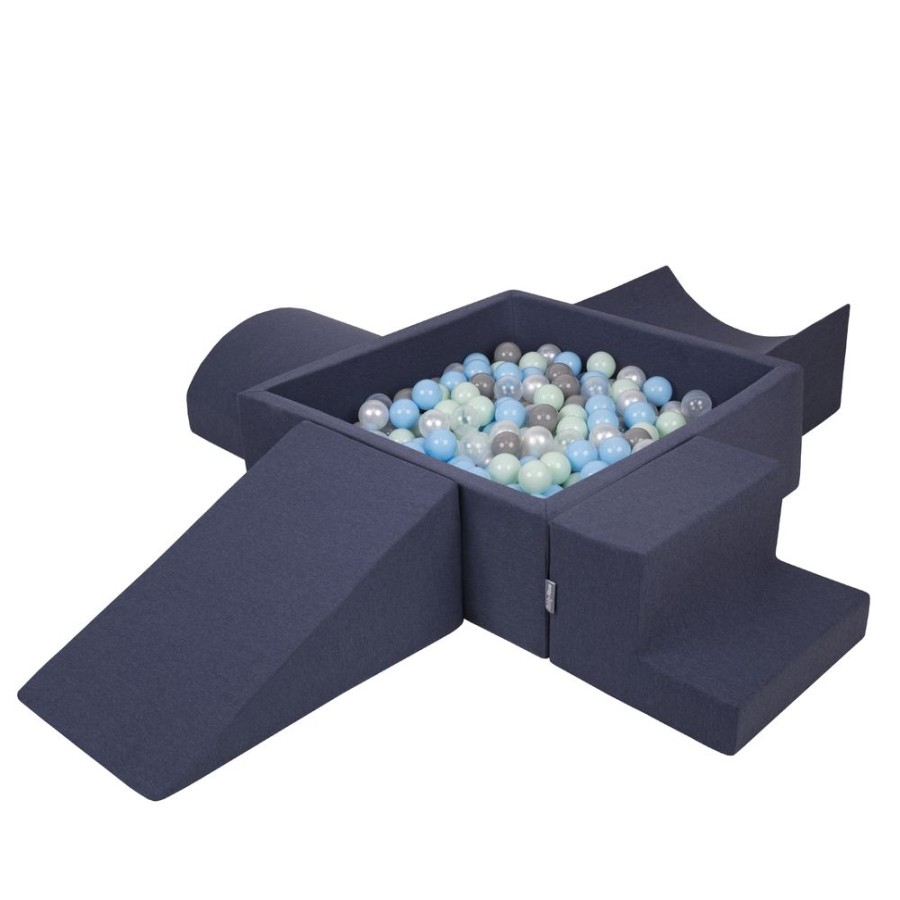 Activity Toys KiddyMoon | Kiddymoon Foam Playground For Kids With Square Ballpit, Darkblue: Pearl/ Grey/ Transparent/ Babyblue/ Mint Darkblue:Pearl/Grey/Transparent/Babyblue/Mint