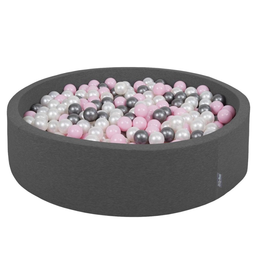 Ball Pits KiddyMoon | Kiddymoon Soft Ball Pit Round 7Cm / 2.75In For Kids, Foam Ball Pool Baby Playballs Children, Certified Made In The Eu, Dark Grey: Pearl-Powder Pink-Silver Dark Grey:Pearl-Powder Pink-Silver