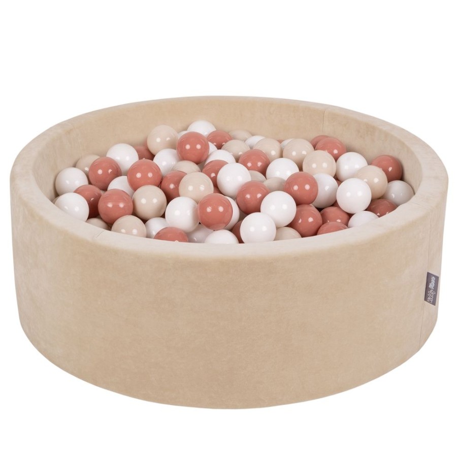 Ball Pits KiddyMoon | Kiddymoon Soft Ball Pit Round 7Cm / 2.75In For Kids, Foam Velvet Ball Pool Baby Playballs, Sand Beige: Pastel Beige/ Salmon Pink/ White