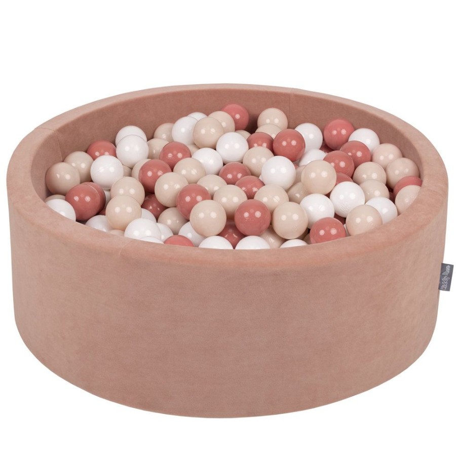 Ball Pits KiddyMoon | Kiddymoon Soft Ball Pit Round 7Cm / 2.75In For Kids, Foam Velvet Ball Pool Baby Playballs, Made In The Eu, Desert Pink: Pastel Beige/ Salmon Pink/ White Desert Pink:Pastel Beige/Salmon Pink/White