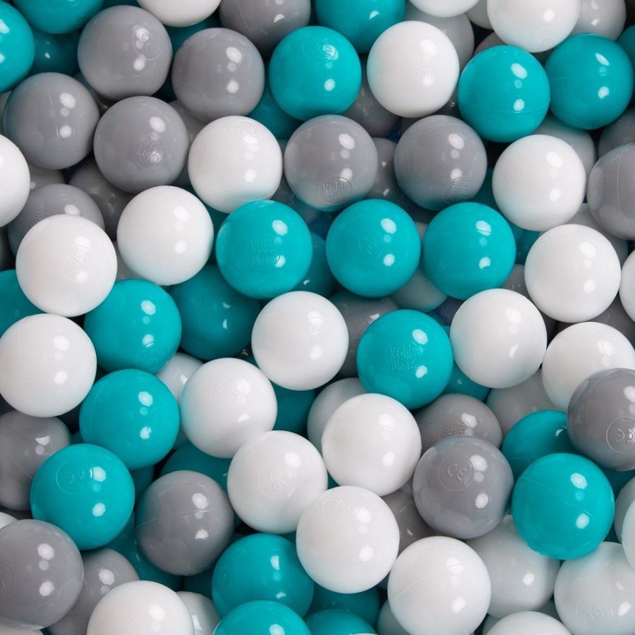 Ball Pits KiddyMoon | Kiddymoon Baby Foam Ball Pit With Balls 7Cm / 2.75In Square, Dark Grey: Grey/ White/ Turquoise Dark Grey:Grey/White/Turquoise