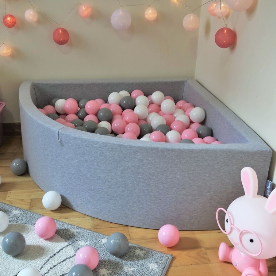 Plastic Balls KiddyMoon | Kiddymoon Soft Plastic Play Balls 7Cm/ 2.75In Multi-Colour Certified Made In Eu, White/ Grey/ Light Pink White / Grey / Light Pink