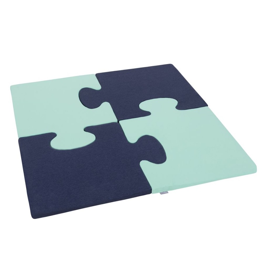 Nursery Room KiddyMoon | Kiddymoon Soft Foam Puzzle Set For Children 4Pcs, Dark Blue/Mint