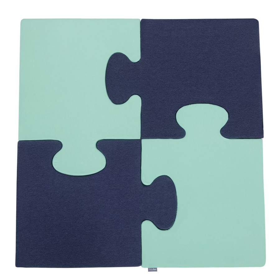 Nursery Room KiddyMoon | Kiddymoon Soft Foam Puzzle Set For Children 4Pcs, Dark Blue/Mint