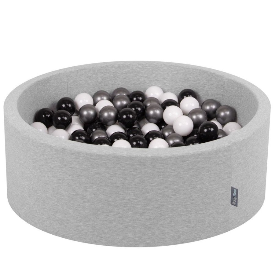 Ball Pits KiddyMoon | Kiddymoon Baby Foam Ball Pit With Balls 7Cm / 2.75In Certified Made In Eu, Light : White/ Black/ Silver