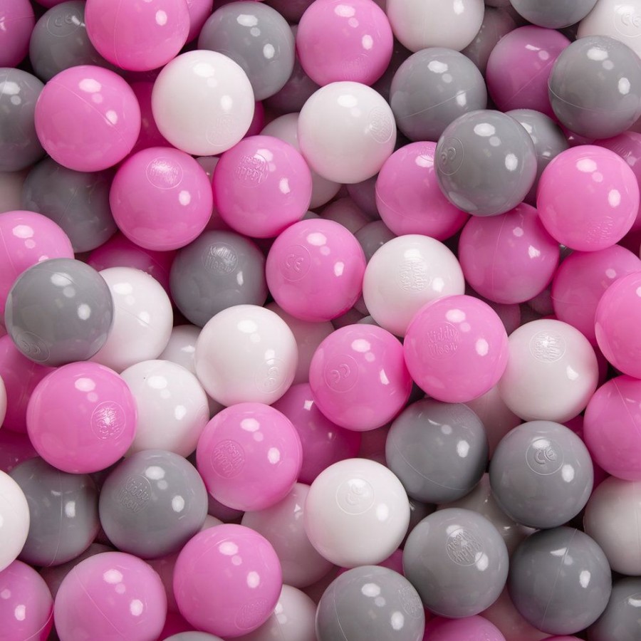 Ball Pits KiddyMoon | Kiddymoon Soft Ball Pit Round 7Cm / 2.75In For Kids, Foam Ball Pool Baby Playballs Children, Certified Made In The Eu, Pink: Grey-White-Pink Pink:Grey-White-Pink