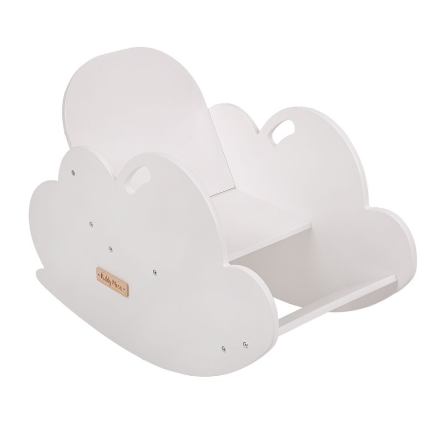 Activity Toys KiddyMoon | Kiddymoon Wooden Rocker For Kids Rocking Chair Animal Montessori Cloud Ar-002, White