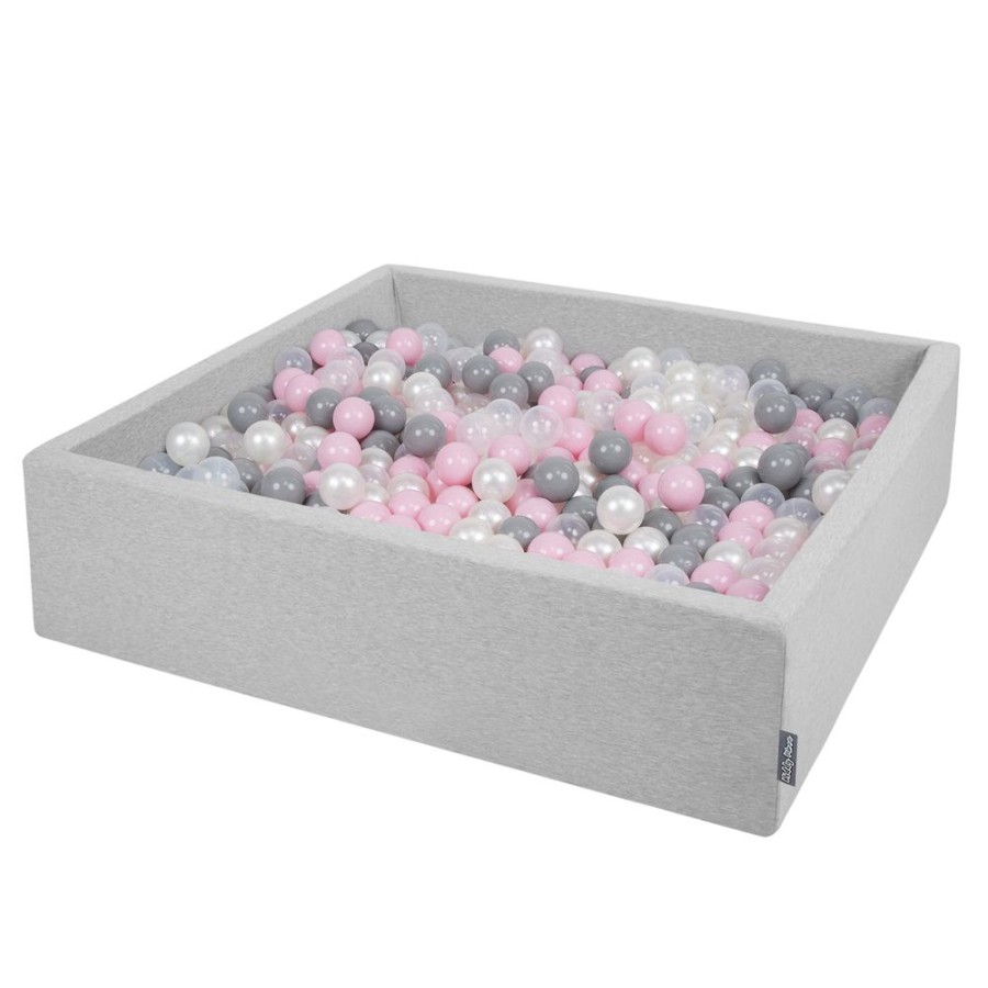 Ball Pits KiddyMoon | Kiddymoon Soft Ball Pit Square 7Cm / 2.75In For Kids, Foam Ball Pool Baby Playballs Children, Certified Made In The Eu, Light Grey: Pearl-Grey-Transparent-Powder Pink Light Grey:Pearl-Grey-Transparent-Powder Pink