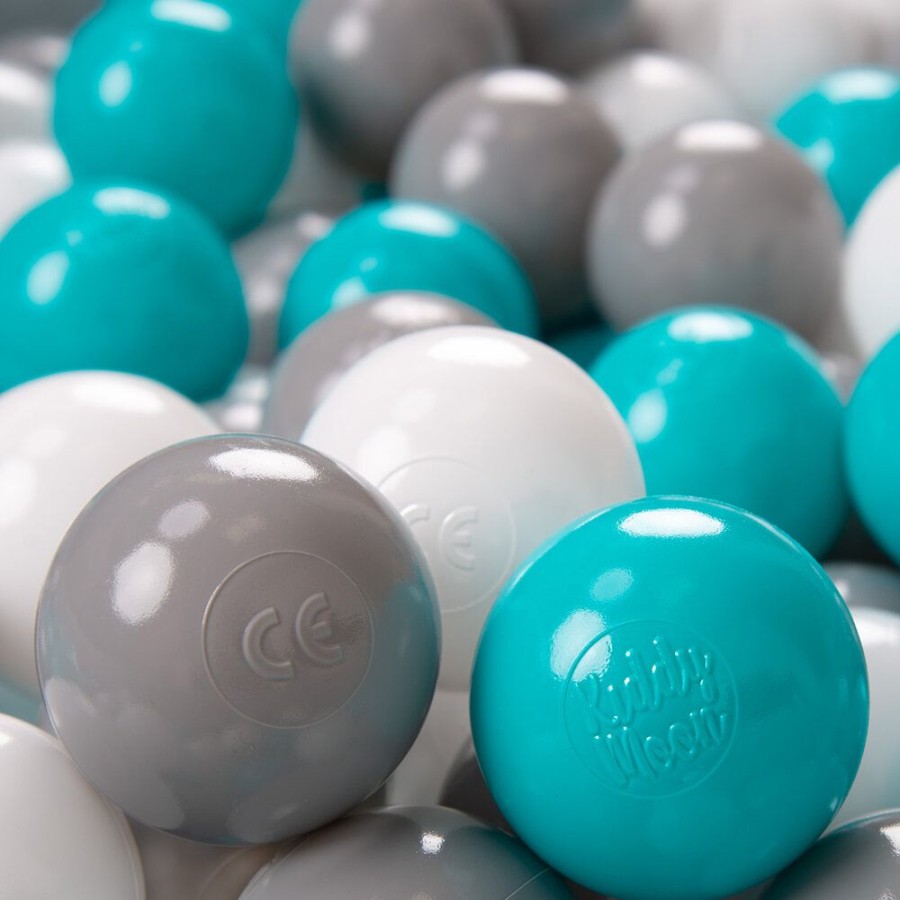 Plastic Balls KiddyMoon | Kiddymoon Soft Plastic Play Balls 6Cm / 2.36 Multi Colour Made In Eu, Grey/ White/ Turquoise Grey/White/Turquoise