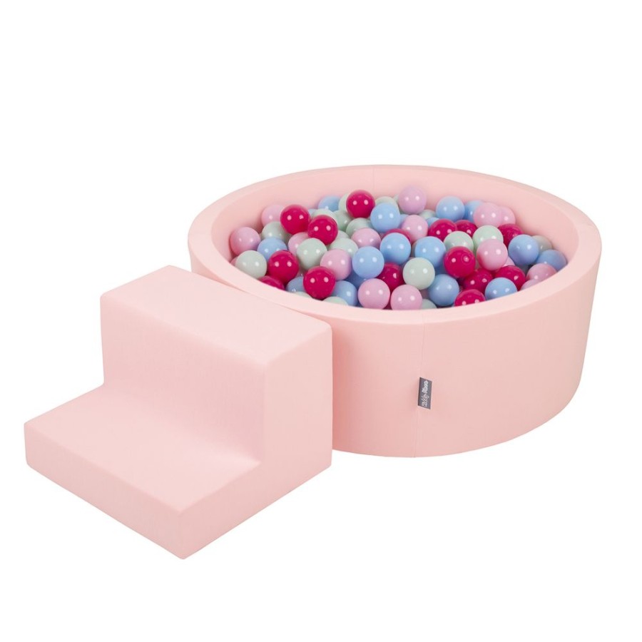 Activity Toys KiddyMoon | Kiddymoon Foam Playground For Kids With Round Ballpit (200 Balls 7Cm/ 2.75In) Soft Obstacles Course And Ball Pool, Certified Made In The Eu, Pink: Powder Pink/ Dark Pink/ Babyblue/ Mint