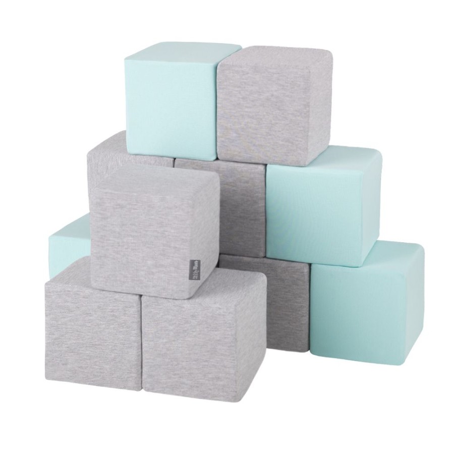 Activity Toys KiddyMoon | Kiddymoon Soft Foam Cubes Building Blocks For Kids, Cubes: Light Grey-Mint Cubes:Light Grey-Mint