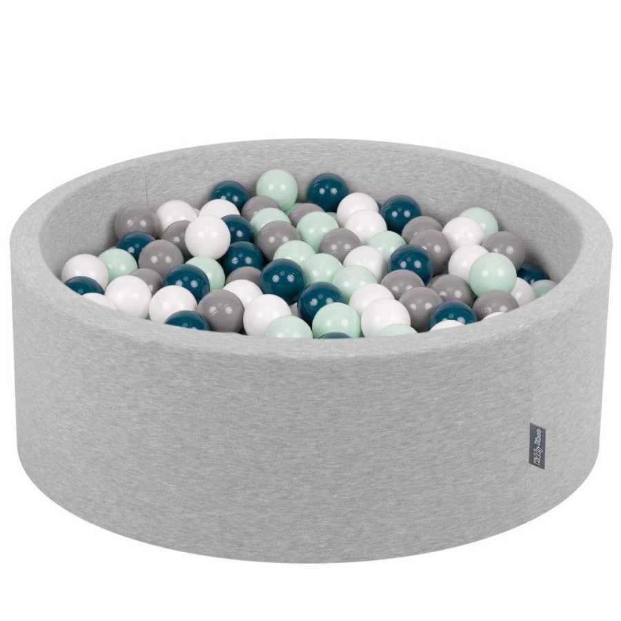 Ball Pits KiddyMoon | Kiddymoon Baby Foam Ball Pit With Balls 7Cm / 2.75In Certified Made In Eu, Light Grey: Dark Turquoise/ Grey/ White/ Mint