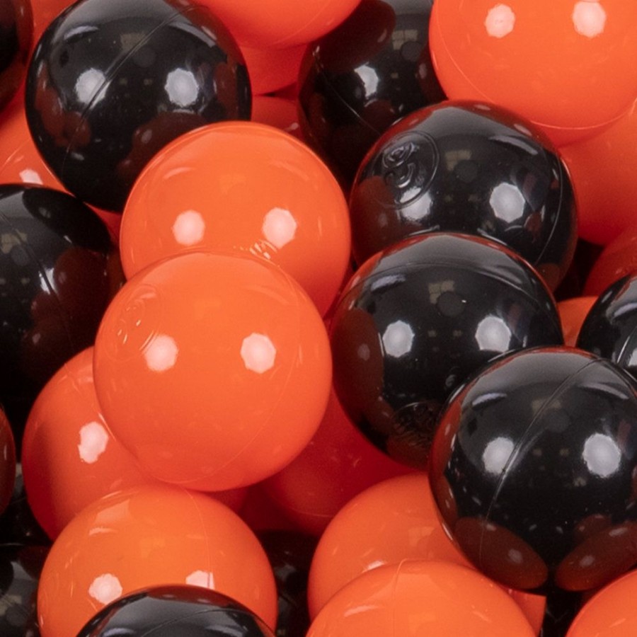 Plastic Balls KiddyMoon | Kiddymoon Soft Plastic Play Balls 7Cm/ 2.75In Multi-Colour Certified Made In Eu, Black/ Orange