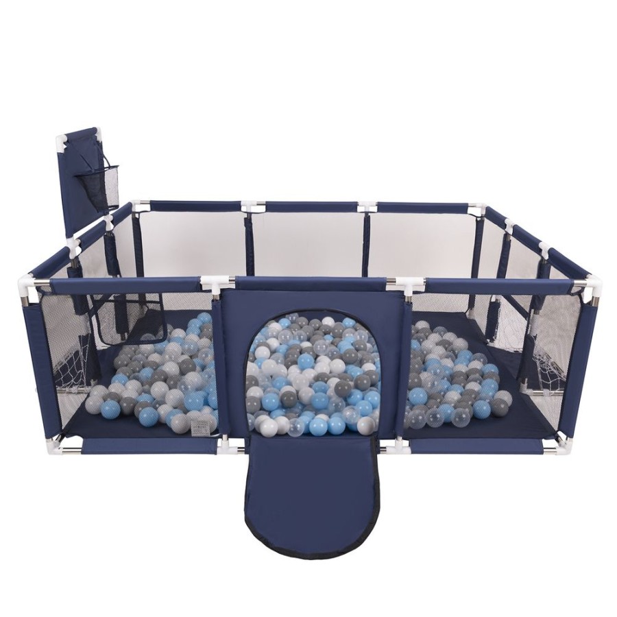 Partners KiddyMoon Partners | Baby Playpen Big Size Playground With Plastic Balls For Kids, Dark Blue: Grey/ White/ Transparent/ Babyblue