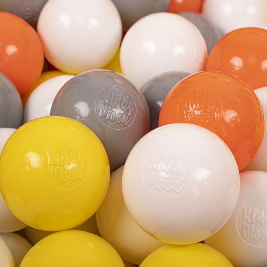 Plastic Balls KiddyMoon | Kiddymoon Soft Plastic Play Balls 6Cm / 2.36 Multi Colour Made In Eu, Yellow/ White/ Grey/ Orange Yellow/White/Grey/Orange