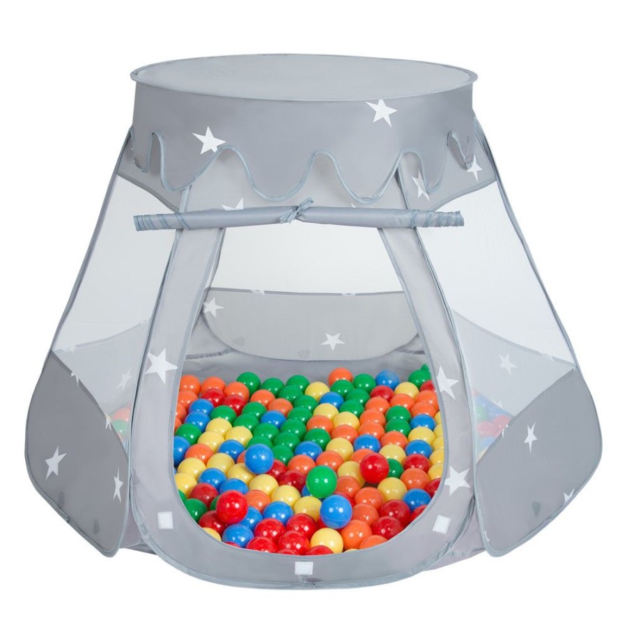 Partners KiddyMoon Partners | Play Tent Castle House Pop Up Ballpit Shell Plastic Balls For Kids, Grey: Yellow-Green-Blue-Red-Orange Grey:Yellow-Green-Blue-Red-Orange