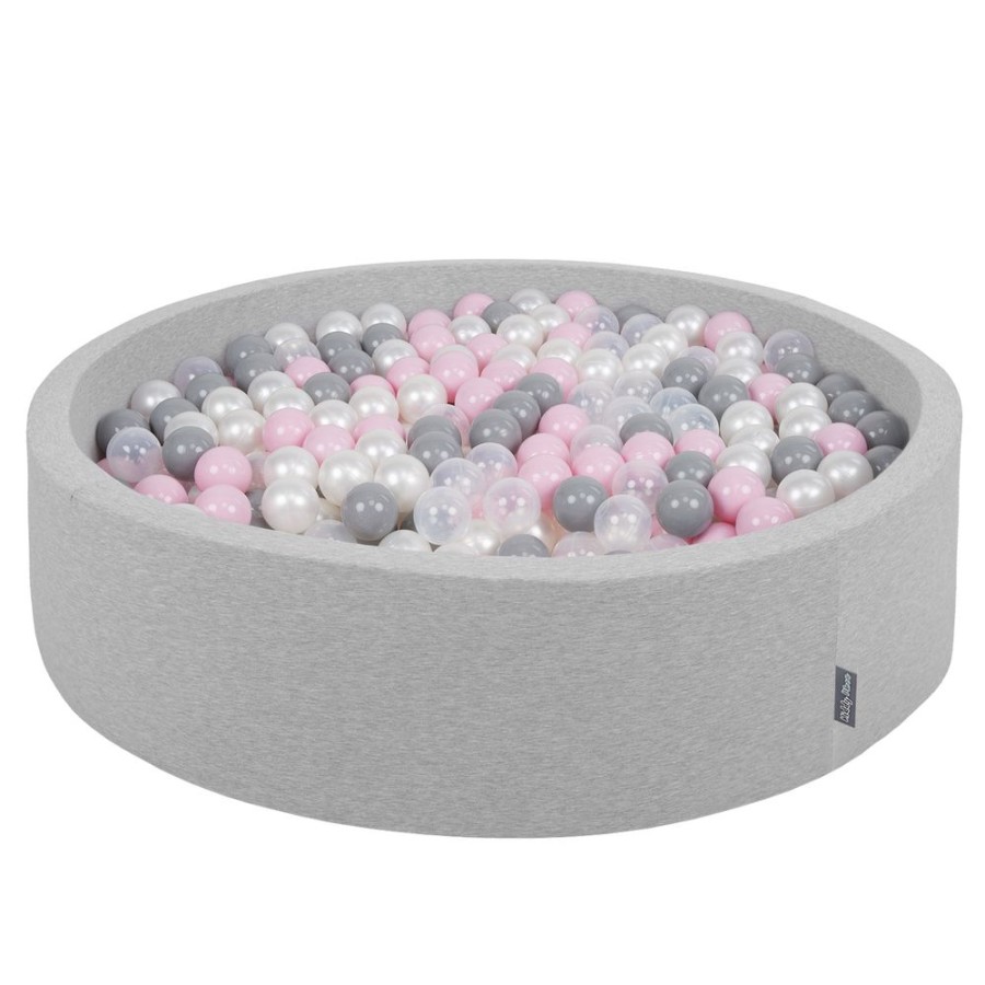 Ball Pits KiddyMoon | Kiddymoon Soft Ball Pit Round 7Cm / 2.75In For Kids, Foam Ball Pool Baby Playballs Children, Certified Made In The Eu, Light Grey: Pearl-Grey-Transparent-Powder Pink Light Grey:Pearl-Grey-Transparent-Powder Pink