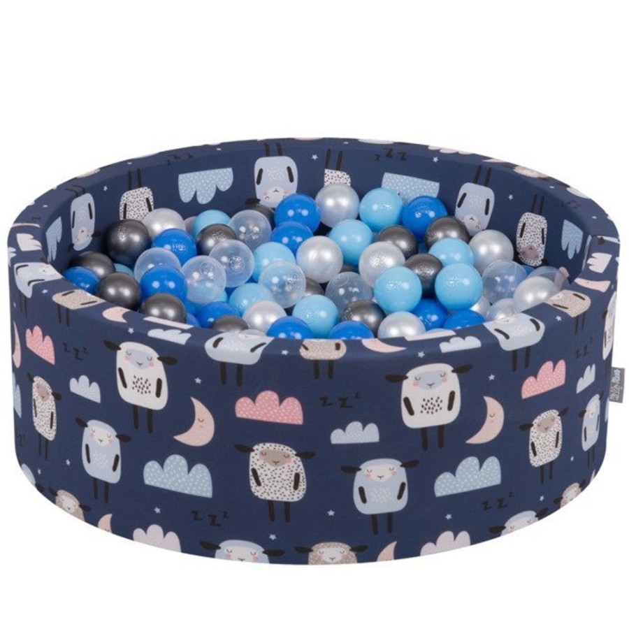 Ball Pits KiddyMoon | Kiddymoon Baby Ballpit With Balls 7Cm / 2.75In Certified, Sheep-Dblue: Pearl/ Blue/ Babyblue/ Transparent/ Silver Sheep-Dblue:Pearl/Blue/Babyblue/Transparent/Silver