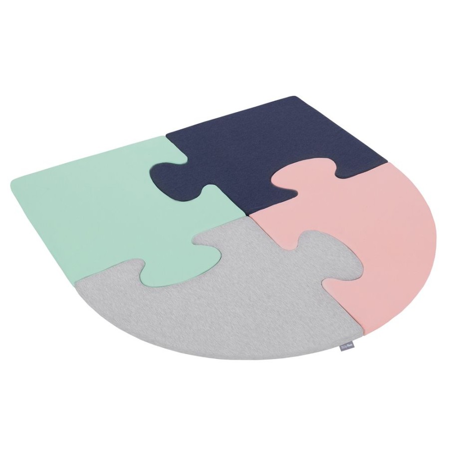 Nursery Room KiddyMoon | Kiddymoon Soft Foam Puzzle Set For Children 4Pcs, Pink/ Mint/ Light Grey/ Dark Blue