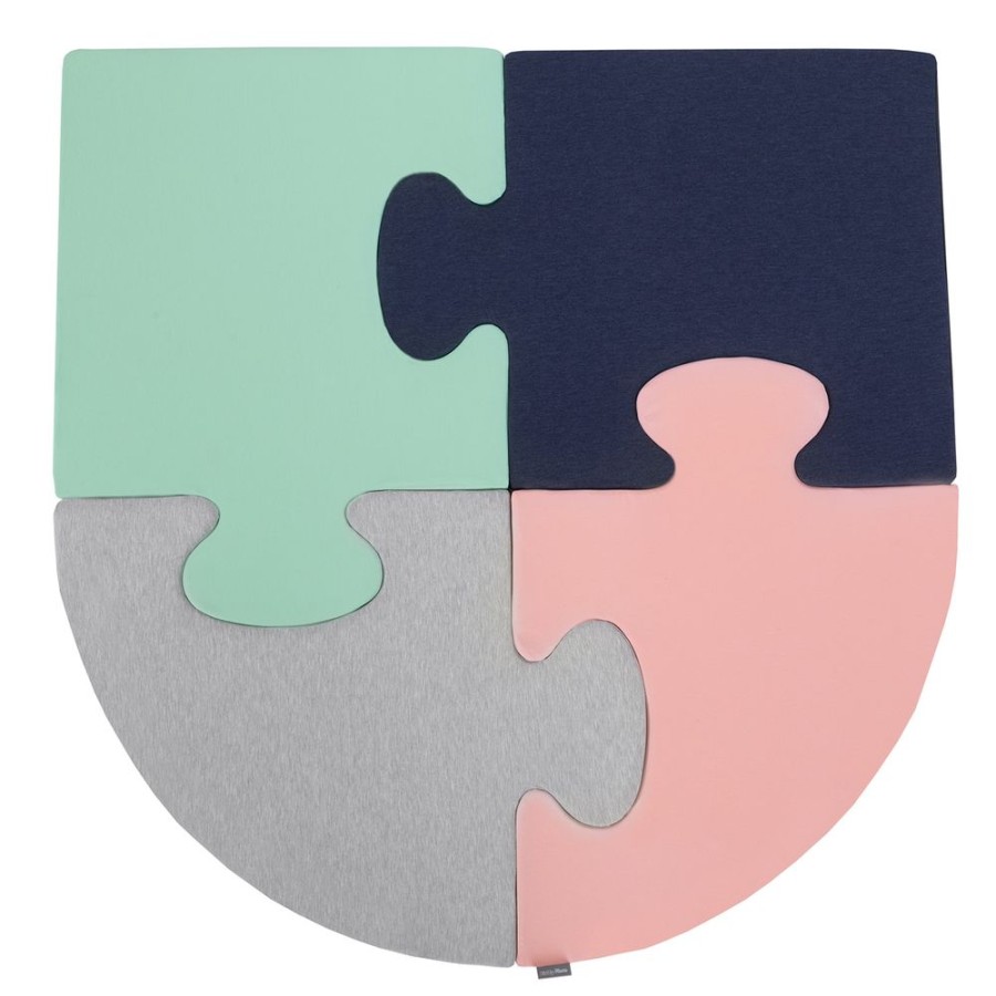 Nursery Room KiddyMoon | Kiddymoon Soft Foam Puzzle Set For Children 4Pcs, Pink/ Mint/ Light Grey/ Dark Blue