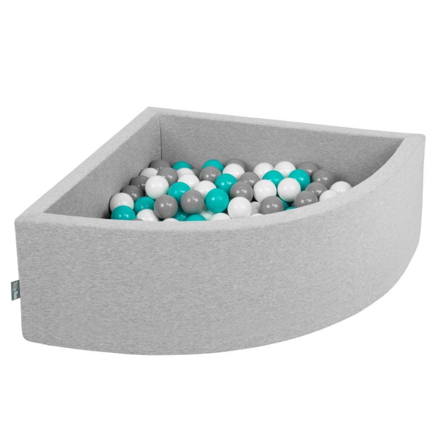 Ball Pits KiddyMoon | Kiddymoon Soft Ball Pit Quarter Angular 7Cm / 2.75In For Kids, Foam Ball Pool Baby Playballs, Made In The Eu, Light Grey: Grey/ White/ Turquoise Light Grey: Grey / White / Turquoise