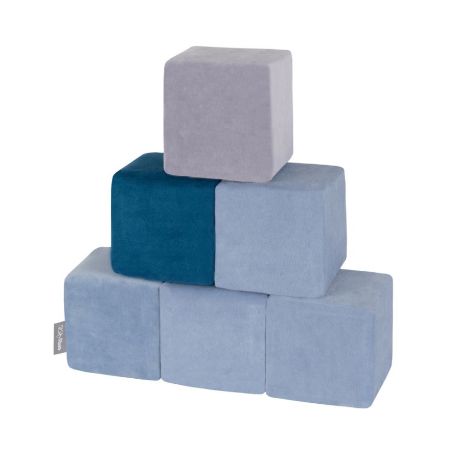 Activity Toys KiddyMoon | Kiddymoon Velvet Foam Cubes For Kids 14Cm Soft, Cubes: Lagoon Turquoise-Ice Blue-Grey Mountains