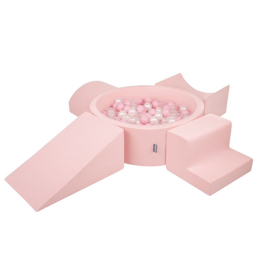 Activity Toys KiddyMoon | Kiddymoon Foam Playground For Kids With Round Ballpit ( 7Cm/ 2.75In) Soft Obstacles Course And Ball Pool, Certified Made In The Eu, Pink: Powder Pink/ Pearl/ Transparent Pink: Light Pink / Pearl / Transparent